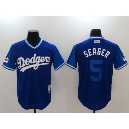 Men's Los Angeles Dodgers #5 Corey Seager "Seager" Majestic Royal Players Weekend Authentic Stitched MLB Jersey