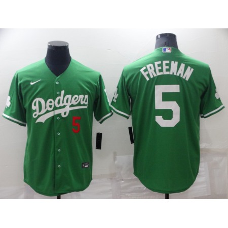 Men's Los Angeles Dodgers #5 Freddie Freeman Green Stitched Baseball Jersey