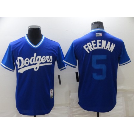 Men's Los Angeles Dodgers #5 Freddie Freeman Royal Stitched Baseball Jersey