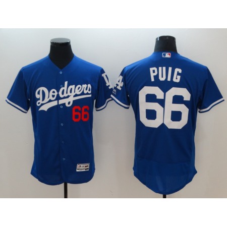 Men's Los Angeles Dodgers #66 Yasiel Puig Blue Flexbase Stitched Jersey