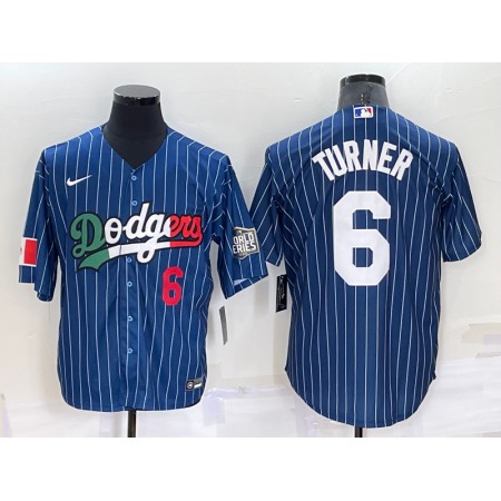 Men's Los Angeles Dodgers #6 Trea Turner Navy Mexico World Series Cool Base Stitched Baseball Jersey