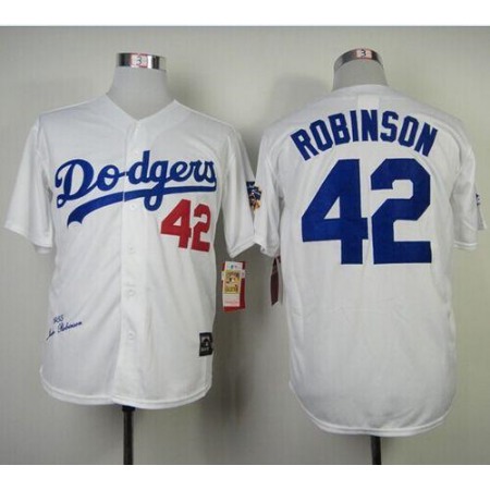 Mitchell And Ness 1955 Dodgers #42 Jackie Robinson White Throwback Stitched MLB Jersey