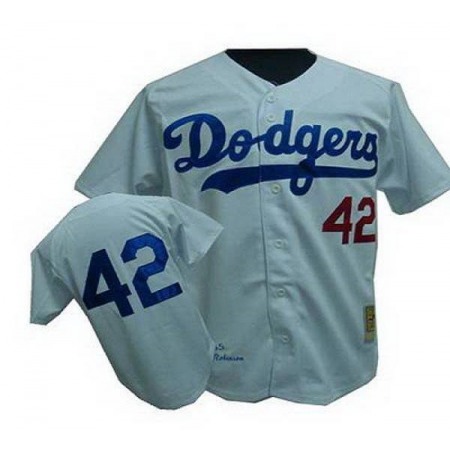 Mitchell and Ness Dodgers #42 Jackie Robinson Stitched White Throwback MLB Jersey