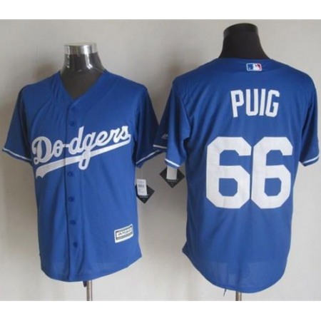 Dodgers #66 Yasiel Puig Blue New Cool Base Stitched MLB Jersey