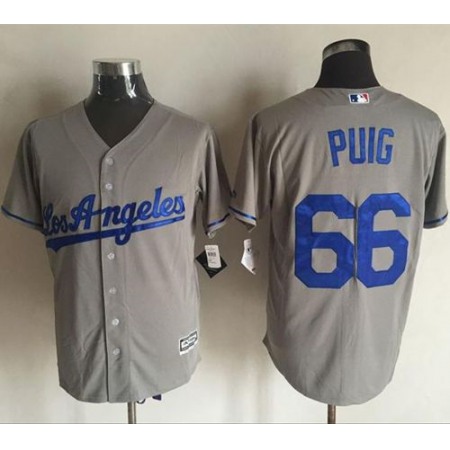 Dodgers #66 Yasiel Puig Grey New Cool Base Stitched MLB Jersey