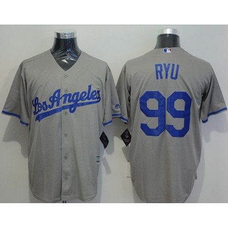 Dodgers #99 Hyun-Jin Ryu Grey New Cool Base Stitched MLB Jersey