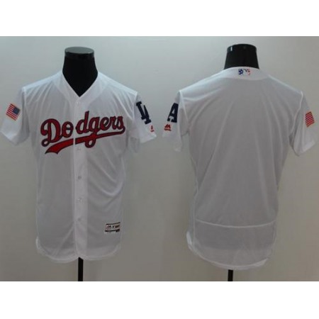Dodgers Blank White Fashion Stars & Stripes Flexbase Authentic Stitched MLB Jersey