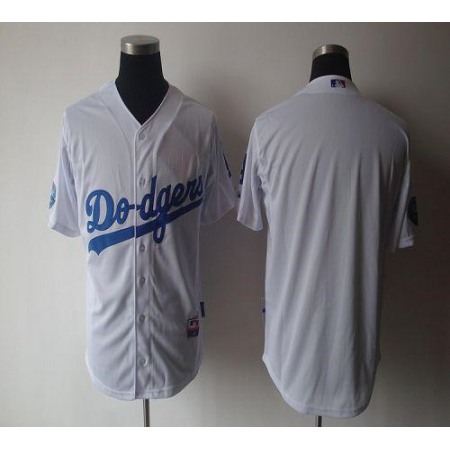 Dodgers Blank White With 50th Anniversary Dodger Stadium Patch Stitched MLB Jersey
