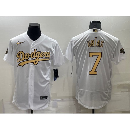 Men's Los Angeles Dodgers #7 Julio Urias 2022 All-Star White Flex Base Stitched Baseball Jersey