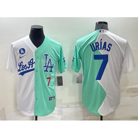 Men's Los Angeles Dodgers #7 Julio Urias 2022 All-Star White/Green Cool Base Stitched Baseball Jersey