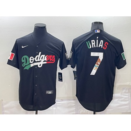 Men's Los Angeles Dodgers #7 Julio Urias Black Mexico Cool Base Stitched Baseball Jersey