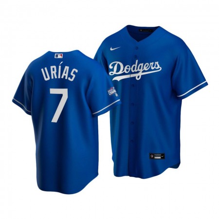 Men's Los Angeles Dodgers #7 Julio Urias Blue 2020 World Series Champions Home Patch Stitched Jersey