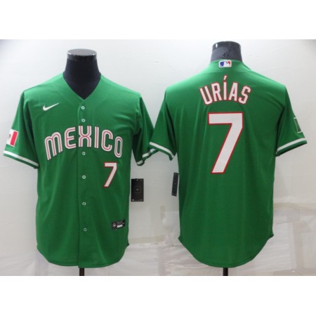 Men's Los Angeles Dodgers #7 Julio Urias Green Mexico Stitched Baseball Jersey