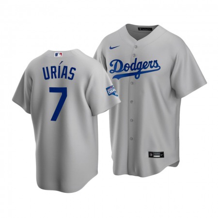 Men's Los Angeles Dodgers #7 Julio Urias Grey 2020 World Series Champions Home Patch Stitched Jersey