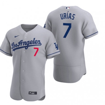 Men's Los Angeles Dodgers #7 Julio Urias Grey Flex base Stitched MLB Jersey