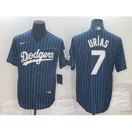 Men's Los Angeles Dodgers #7 Julio Urias Navy Cool Base Stitched Baseball Jersey