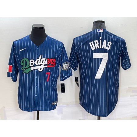 Men's Los Angeles Dodgers #7 Julio Urias Navy Mexico World Series Cool Base Stitched Baseball Jersey