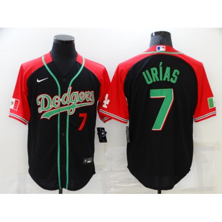 Men's Los Angeles Dodgers #7 Julio Urias Red/Black Cool Base Stitched Baseball Jersey