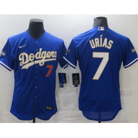 Men's Los Angeles Dodgers #7 Julio Urias Royal Blue Championship Flex Base Sttiched MLB Jersey