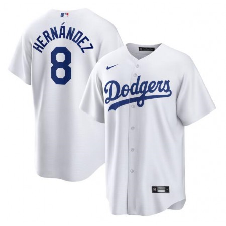 Men's Los Angeles Dodgers #8 Kike Hernandez White Cool Base Stitched Jersey