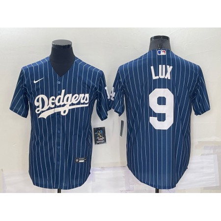 Men's Los Angeles Dodgers #9 Gavin Lux Navy Cool Base Stitched Jersey