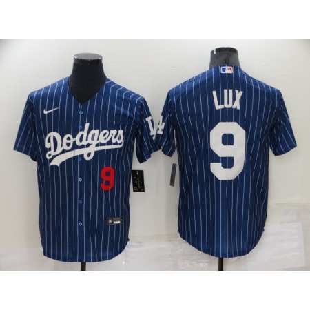 Men's Los Angeles Dodgers #9 Gavin Lux Navy Cool Base Stitched Jersey