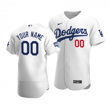 Men's Los Angeles Dodgers ACTIVE Player White 2020 World Series Champions Home Patch Flex Base Stitched Jersey