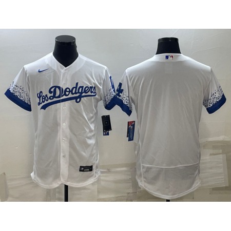 Men's Los Angeles Dodgers Blank White City Connect Flex Base Stitched Baseball Jersey