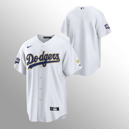 Men's Los Angeles Dodgers Blank White Gold Championship Cool Base Stitched Jersey