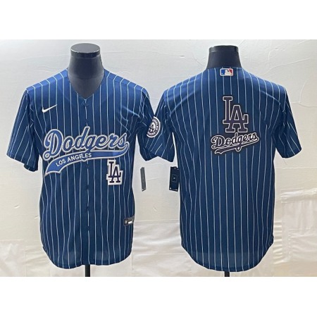 Men's Los Angeles Dodgers Blue Team Big Logo With Patch Cool Base Stitched Baseball Jersey