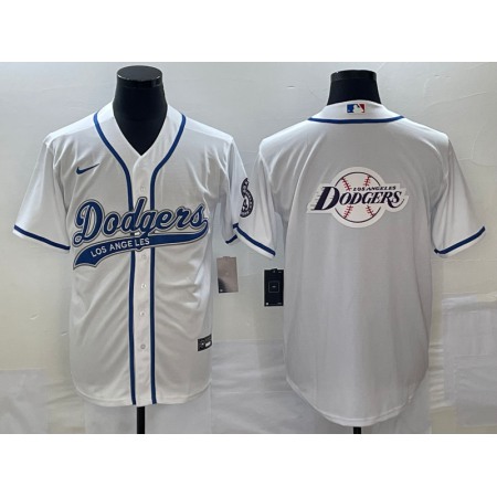 Men's Los Angeles Dodgers White Team Big Logo Cool Base Stitched Baseball Jersey