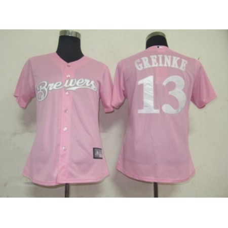 Brewers #13 Zack Greinke Pink Lady Fashion Stitched MLB Jersey