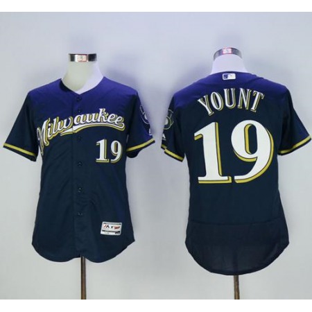 Brewers #19 Robin Yount Navy Blue Flexbase Authentic Collection Stitched MLB Jersey