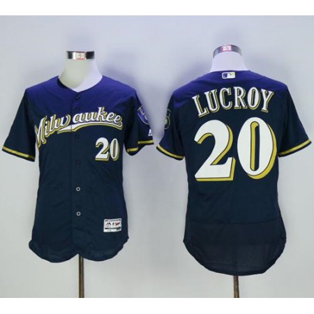 Brewers #20 Jonathan Lucroy Navy Blue Flexbase Authentic Collection Stitched MLB Jersey