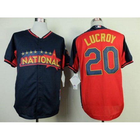 Brewers #20 Jonathan Lucroy Navy/Red National League 2014 All Star BP Stitched MLB Jersey