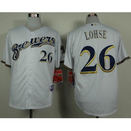 Brewers #26 Kyle Lohse White Cool Base Stitched MLB Jersey