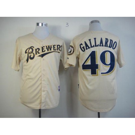 Brewers #49 Yovani Gallardo Cream YOUNinorm Cool Base Stitched MLB Jersey