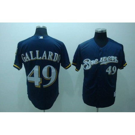 Brewers #49 Yovani Gallardo Stitched Blue MLB Jersey