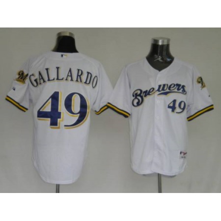 Brewers #49 Yovani Gallardo Stitched White MLB Jersey