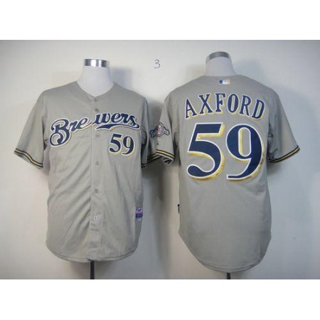 Brewers #59 John Axford Grey Cool Base Stitched MLB Jersey