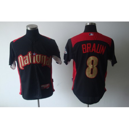 Brewers #8 Ryan Braun Black Nation League 2011 All Star BP Stitched MLB Jersey