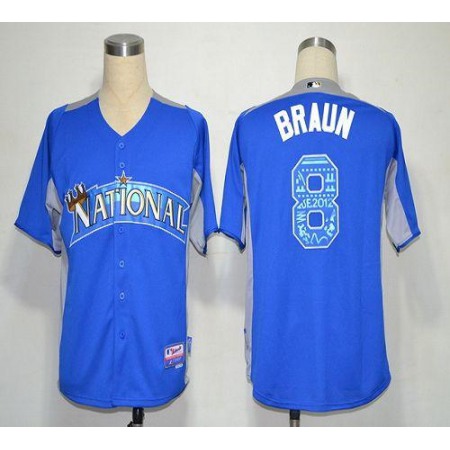 Brewers #8 Ryan Braun Blue 2012 All-Star BP Stitched MLB Jersey