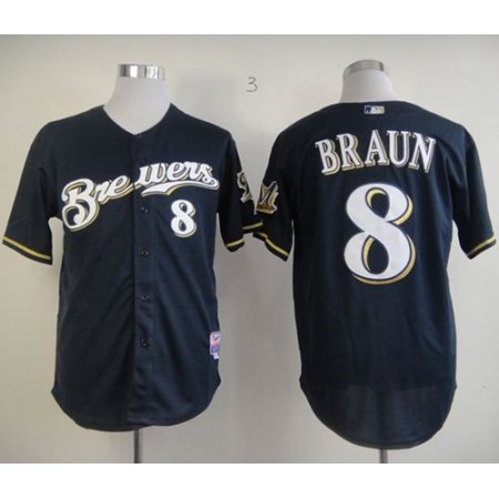 Brewers #8 Ryan Braun Stitched Blue MLB Jersey