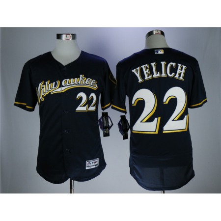 Men's Milwaukee Brewers #22 Christian Yelich Navy Flexbase Stitched MLB Jersey