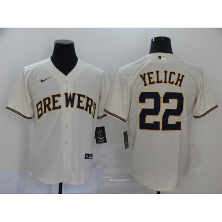 Men's Milwaukee Brewers #22 Christian Yelich White Cool Base Stitched MLB Jersey