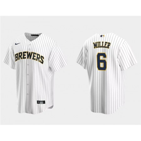 Men's Milwaukee Brewers #6 Owen Miller White Cool Base Stitched Jersey
