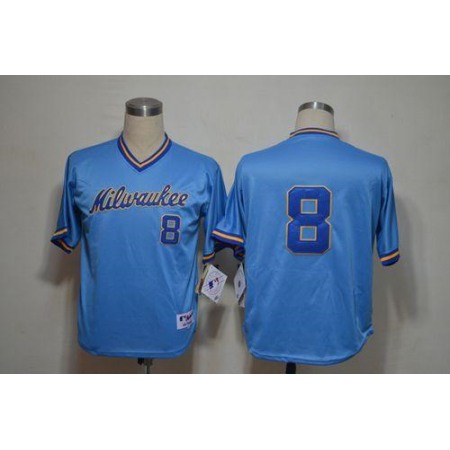 Brewers #8 Ryan Braun Blue 1982 Turn Back The Clock Stitched MLB Jersey