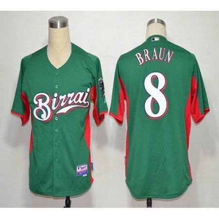 Brewers #8 Ryan Braun Green Birrai Cool Base Stitched MLB Jersey