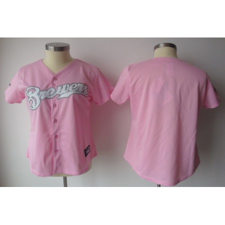 Brewers Blank Pink Lady Fashion Stitched MLB Jersey