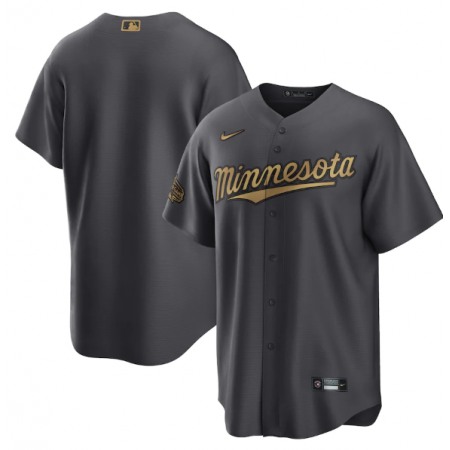 Men's Minnesota Twins Blank 2022 All-Star Charcoal Cool Base Stitched Baseball Jersey